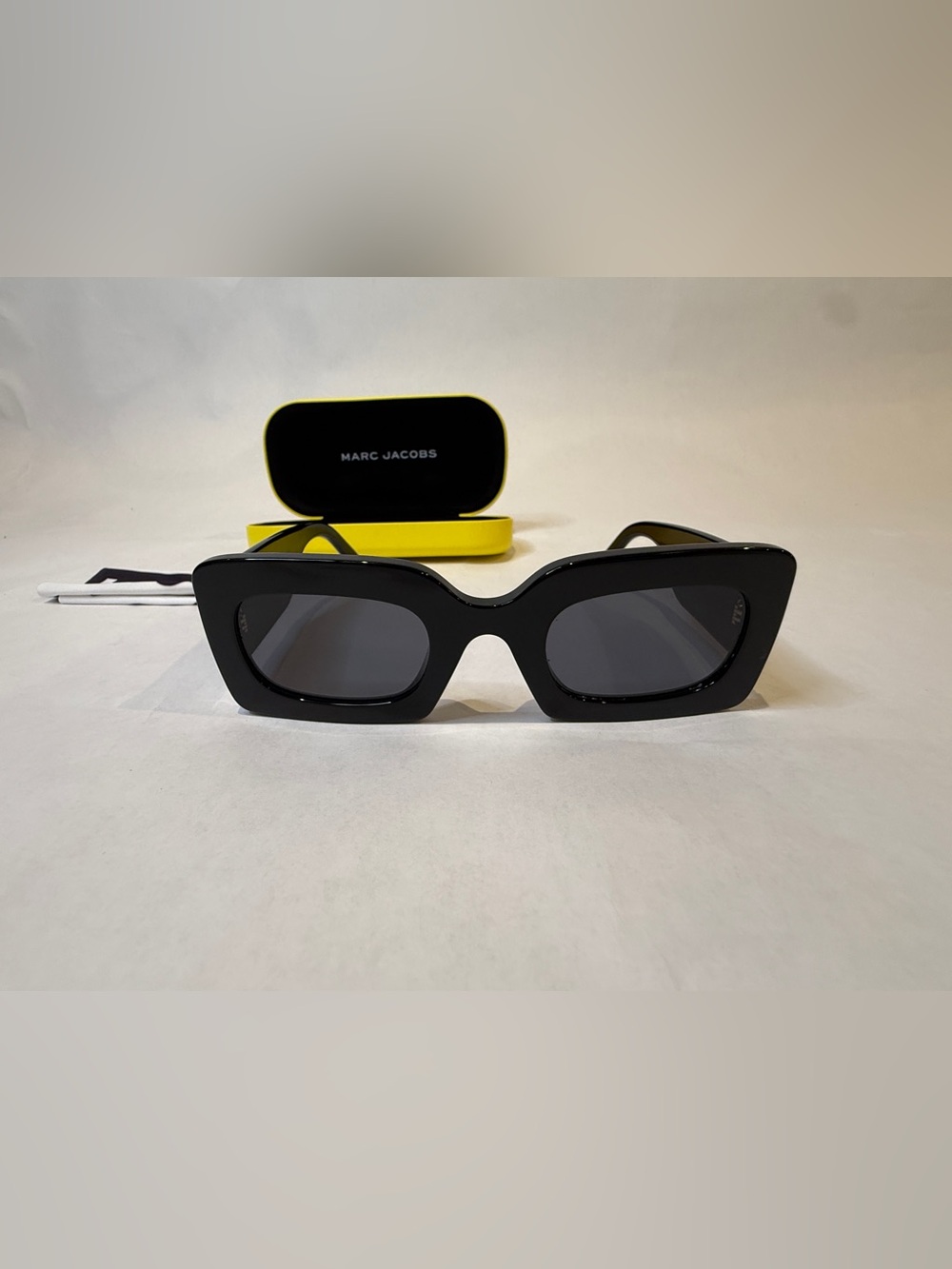 Marc Jacobs Black Rectangular Oversized Sunglasses with Dark Lenses